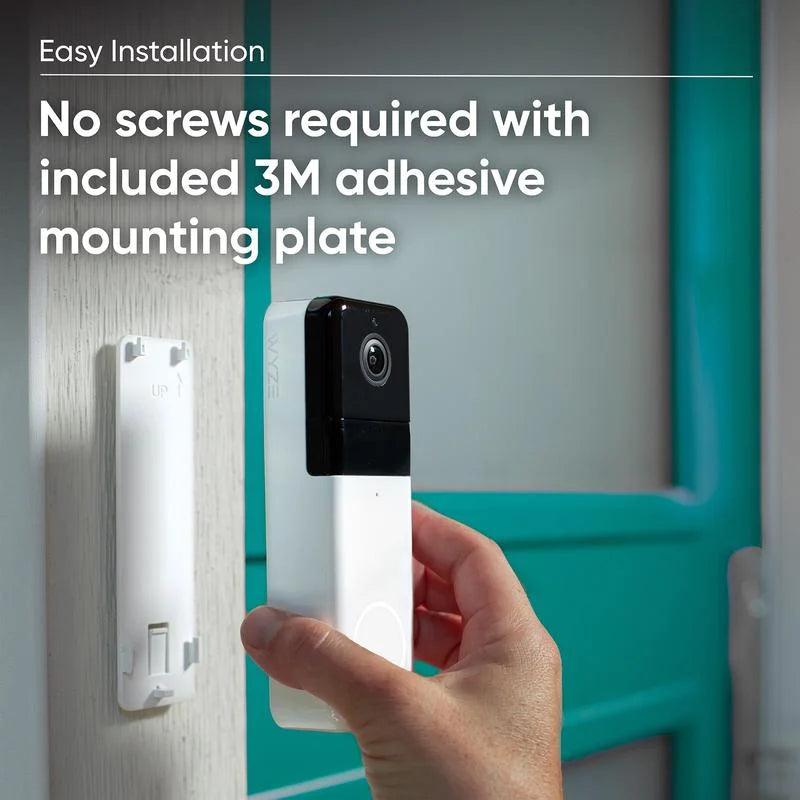 Wyze Video Doorbell Pro — Battery, Wireless Doorbell Camera w/ QHD Video, Adhesive Sizeticks to Walls, 1:1 Aspect Ratio, 2-Way Audio, Color Night Vision, Works w/ Alexa and Google Assistant