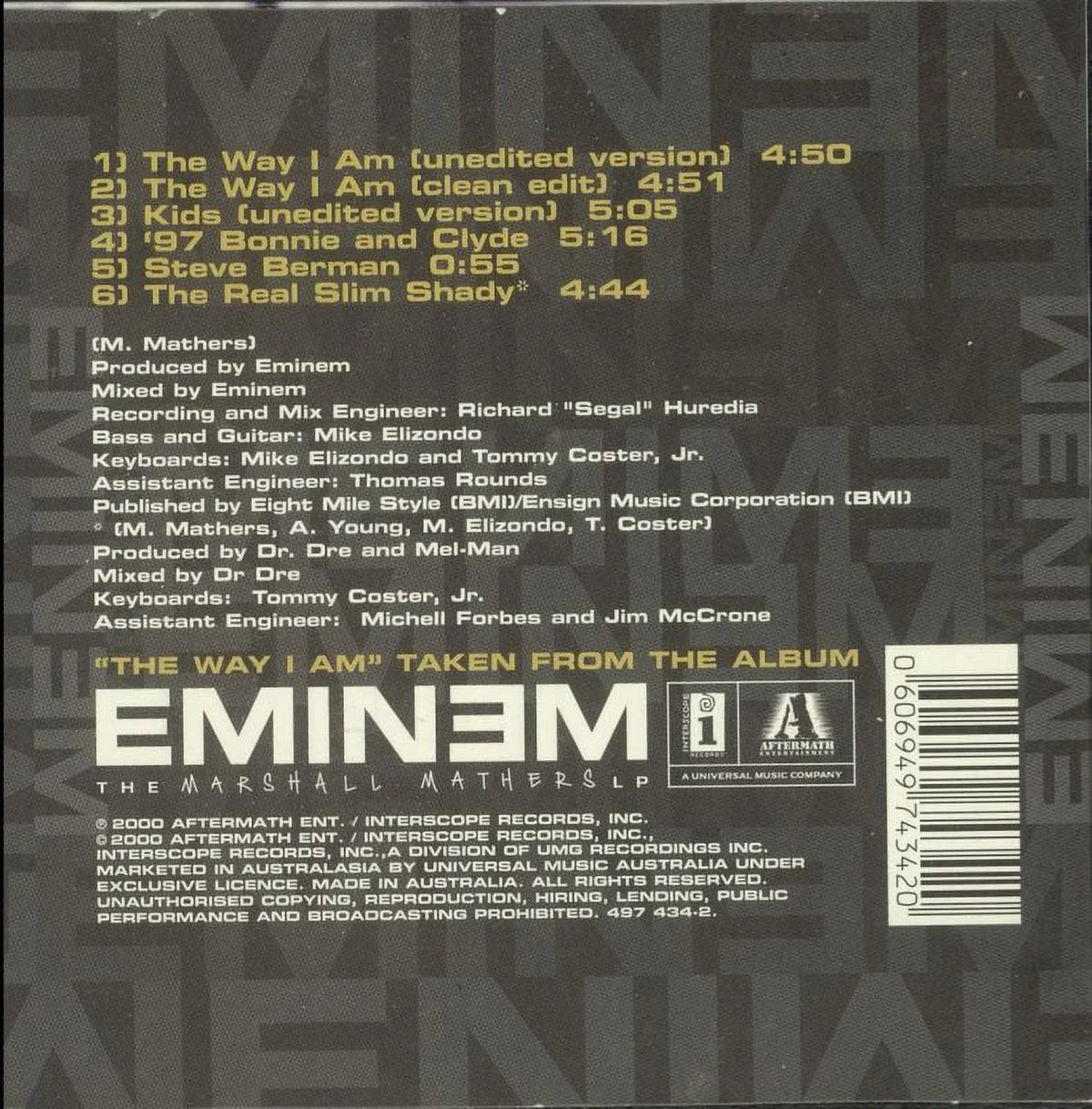 Eminem - The Way I Am - CD Maxi Sizeingle