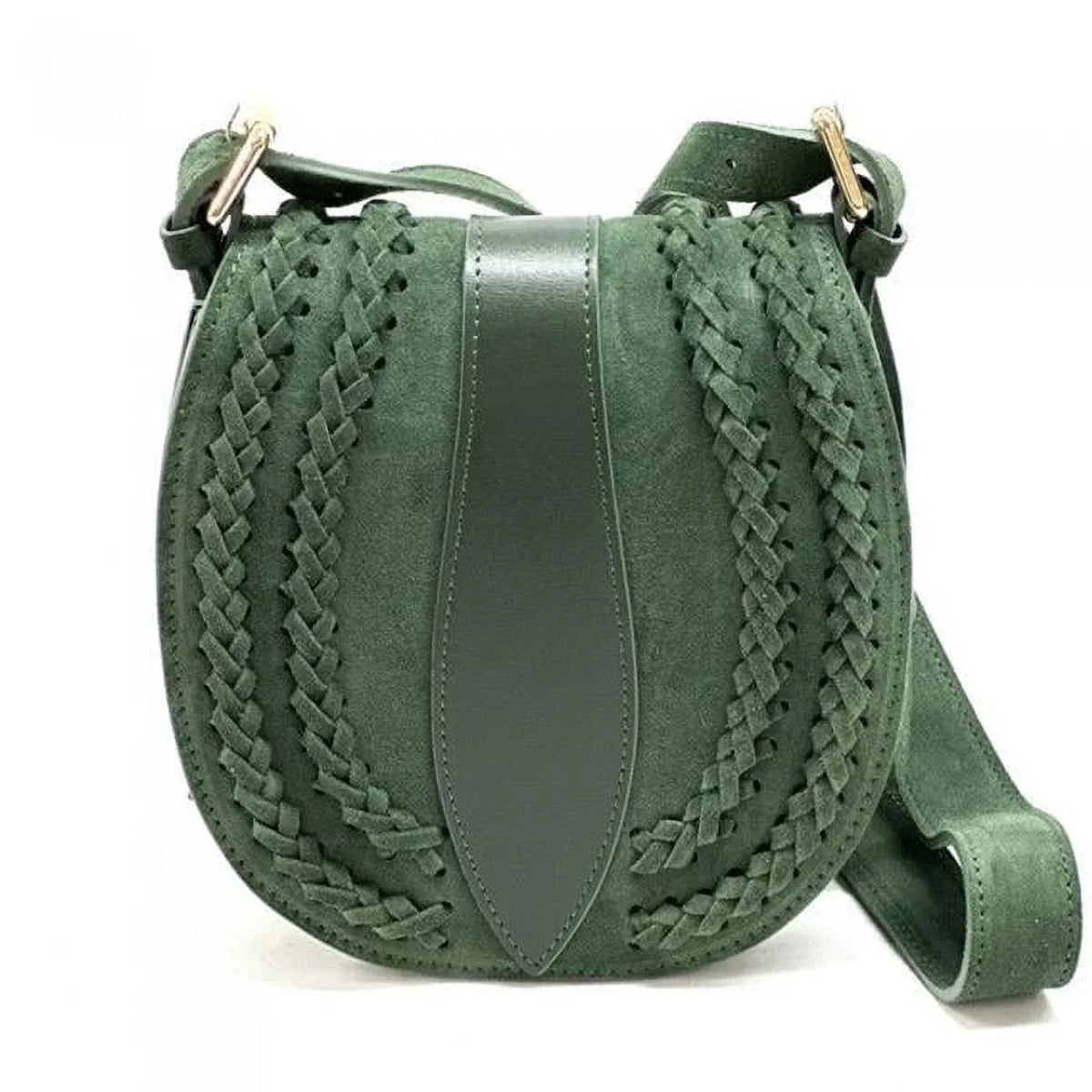 Italian Artisan Lara Womens Vintage Sizeuede Leather Messenger Bag, Light Green - Sizemall