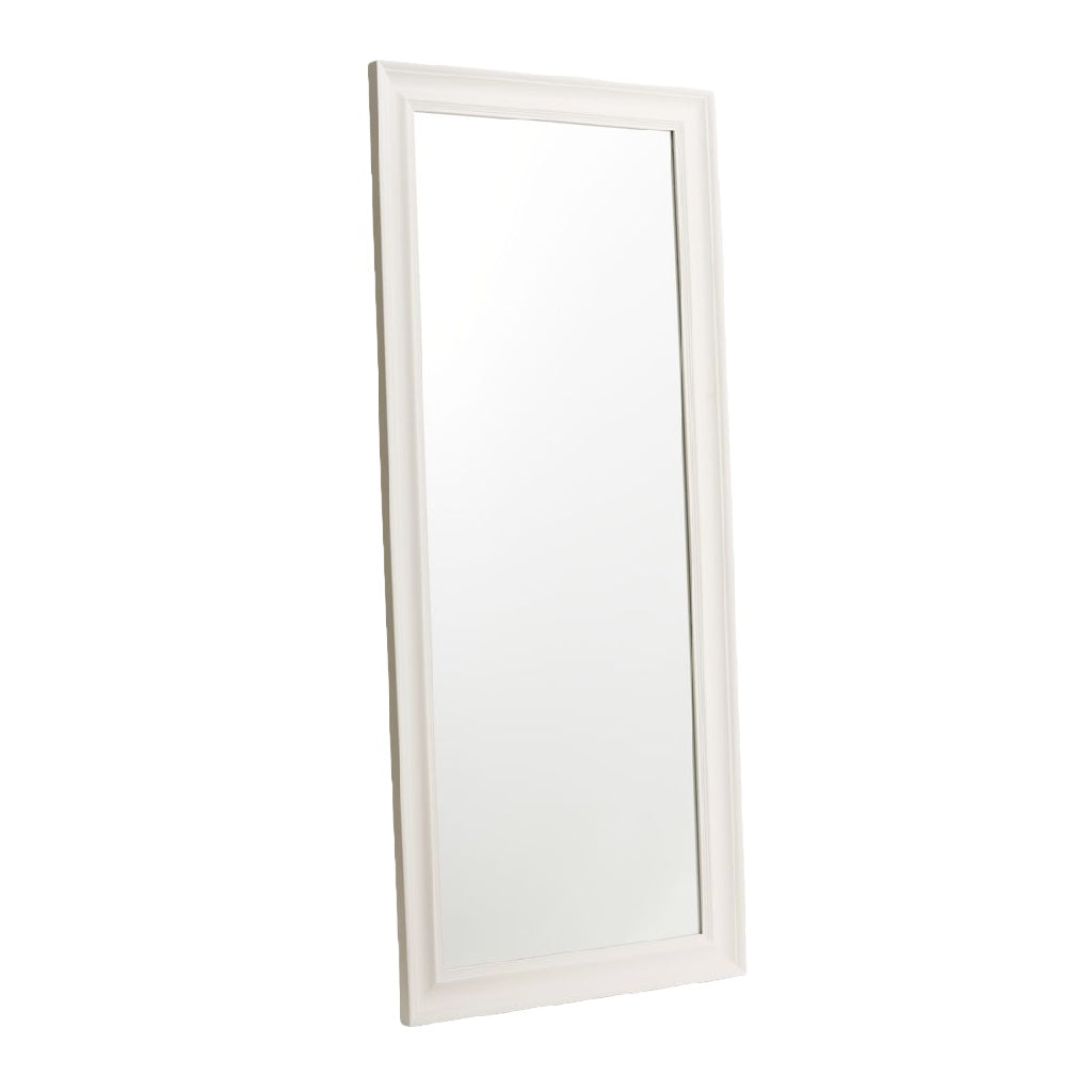 Espejo de pared rectangular con marco blanco