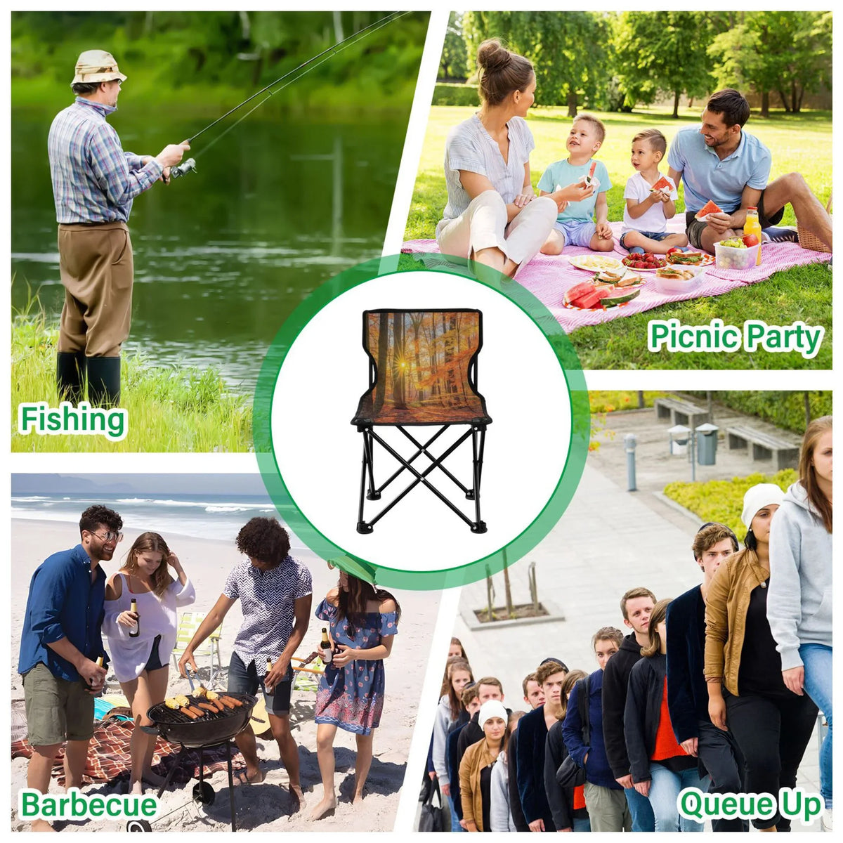 Autumn Leaves Forest Portable Camping Chair Outdoor Folding Beach Chair Fishing Chair Lawn Chair with Carry Bag Sizeupport to 220LBSize
