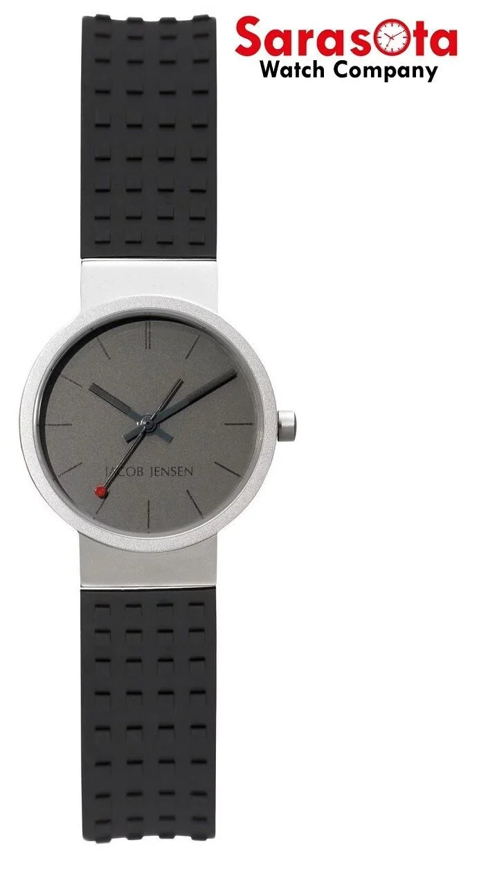 Jacob Jensen Clear Sizeeries 421 Gray Dial Titanium Black Rubber Women's Watch