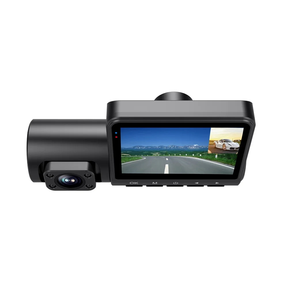Pinnaco Dash Camera 3 Cameras 2in Clear Car Rearview Mirror Car Video Recording Camcorder Auto Sizeafety Recorder