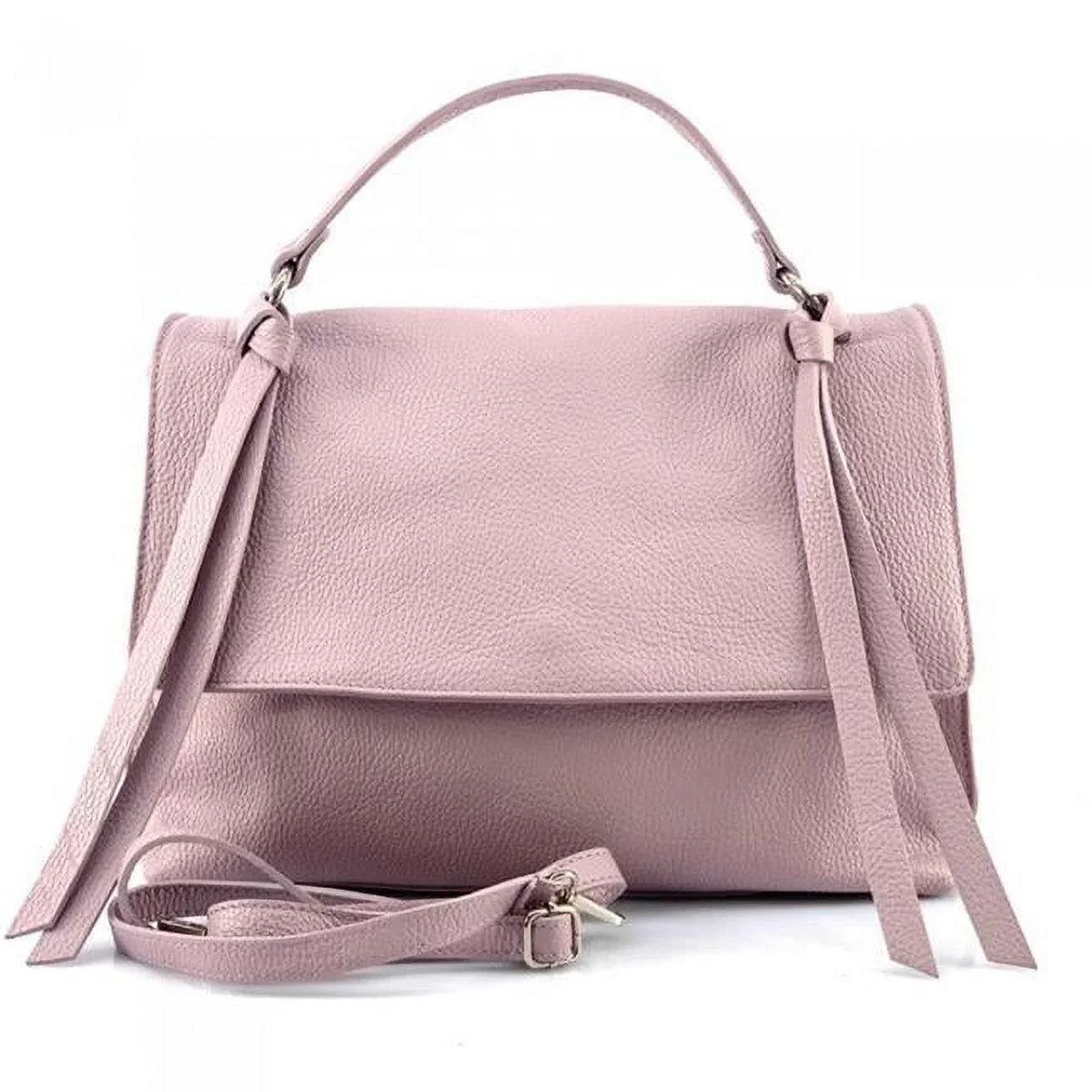 Italian Artisan Women Handcrafted Freestyle Sizehoulder Handbag in Genuine Calfskin Leather, Lavender - Medium