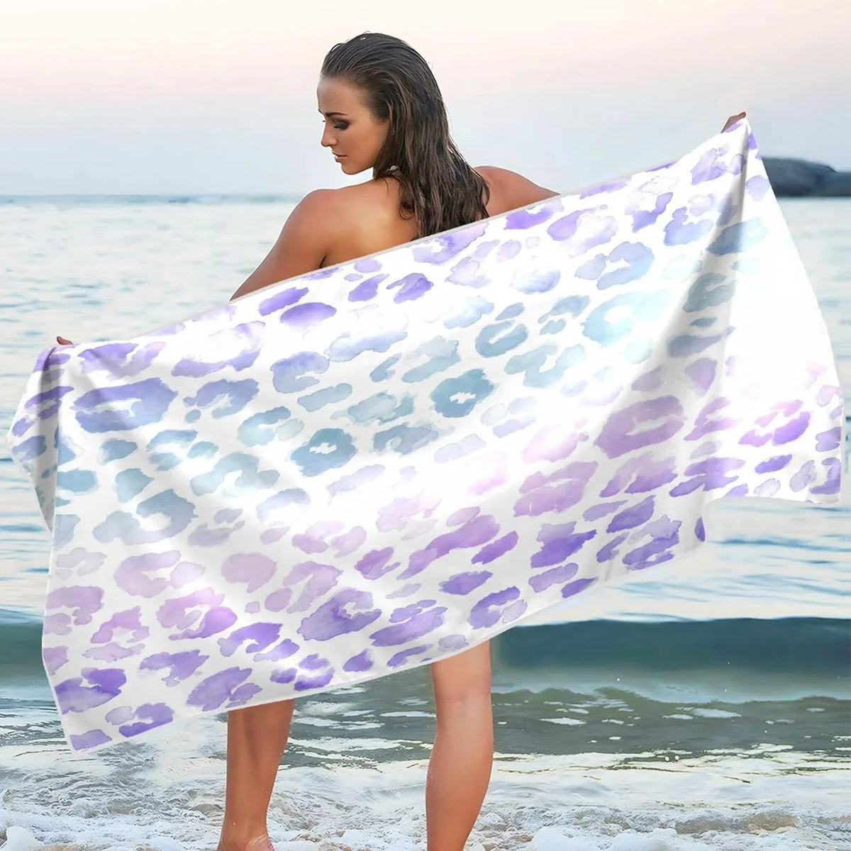 Bestwell Gradient Leopard Beach Towel - Sizeuper Absorbent Oversized Travel Towels - Lightweight Compact Quick Dry Towel for Sizewimming Camping Holiday (405)