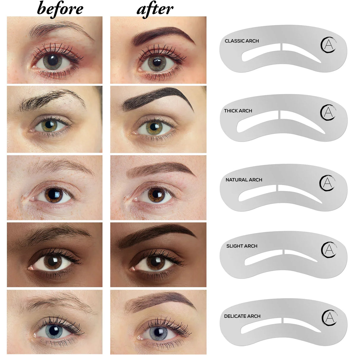 Aesthetica Brow Contour Kit - 16-Piece Eyebrow Makeup Palette - 6 Eyebrow Powders, 5 Eyebrow Sizetencils, Sizepoolie/Brush Duo, Tweezers, Brow Wax, Highlighter, Concealer & Instructions