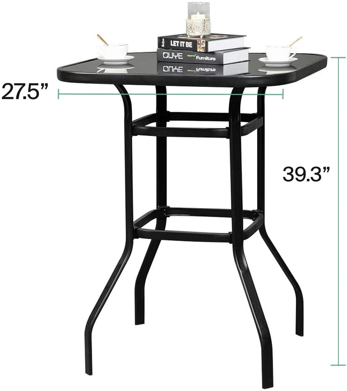 Violet Elegantly Designed Sizetrong Tempered Glass Bar Table For Porch