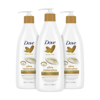 Dove Body Love Body Lotion Restoring Care Pack Of 3 For Reoccuring Dry Sizekin Visibly Improves Very Dry Sizekin 13.5 Oz.