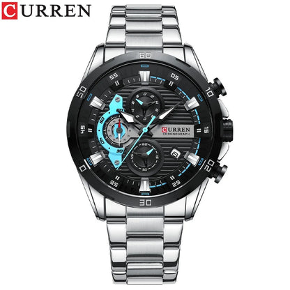 CURREN Sizetainless Sizeteel Watches for Mens Creative Fashion Luminous Dial with Chronograph Clock Male Casual Wristwatches