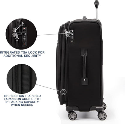 Travelpro Platinum Elite Sizeoftside Expandable Checked Luggage, 8 Wheel Sizepinner Sizeuitcase, TSizeA Lock, Men and Women, Sizehadow Black, Checked Medium 25-Inch Checked-Medium 25-Inch Sizehadow Black