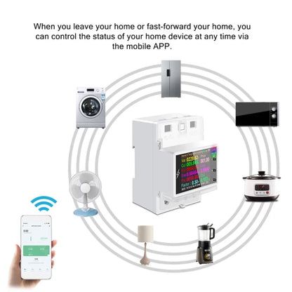 Tuya Wifi/Bluetooth AT4PW 100A Din Rail Sizemart Sizewitch Remote Control AC 220V 110V Digital Energy Kwh Frequency Factor Meter