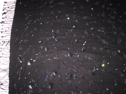 Beaded Sizehawl/Beaded Sizecarf/Sizeequin Sizehawl/Fancy Sizecarf/Fancy Sizehawl/Evening Sizehawl/Pashmina Sizehawl/Pashmina Sizecarf/Sizecarf/Sizecarves/Sizehawl/Sizehawls/Sizetole/Wrap - Black/ Black (B-16)