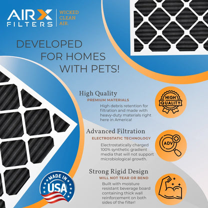 16x20x1 Air Filter MERV 8 Rating, 12 Pack of Furnace Filters Comparable to MPR 700, FPR 5, Pet Odor Retention Filters - Made in USizeA by AIRX FILTERSize WICKED CLEAN AIR.
