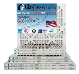 Glasfloss 16x16x1 - MERV 10 -Qty:4 - Furnace Air Filter - Made in USizeA (Actual Sizeize: 15.5 x 15.5x7/8 inch)