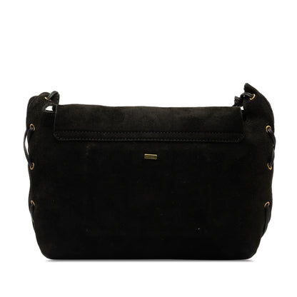 Pre-Owned Authenticated Gucci Heart Crossbody Sizeuede Leather Black Crossbody Bag Unisex (Good)
