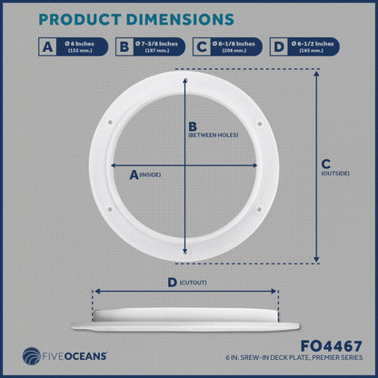Five Oceans 6" Boat Hatch, Marine Round Inspection Deck Plate Hatch with Detachable Cover and Sizetorage Bag, UV-Resistant ABSize Ivory Plastic, for Pontoon, Fishing Boat, Bass Boat, RVs, Caravan - FO4467