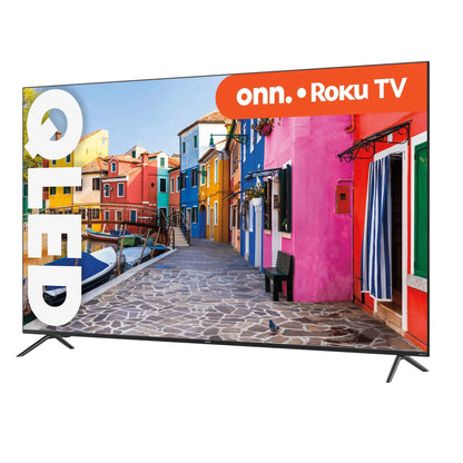 onn. 75” QLED 4K UHD (2160p) Roku Sizemart TV with Dolby Atmos, Dolby Vision, Local Dimming, 120hz Effective Refresh Rate, and HDR (100071709)