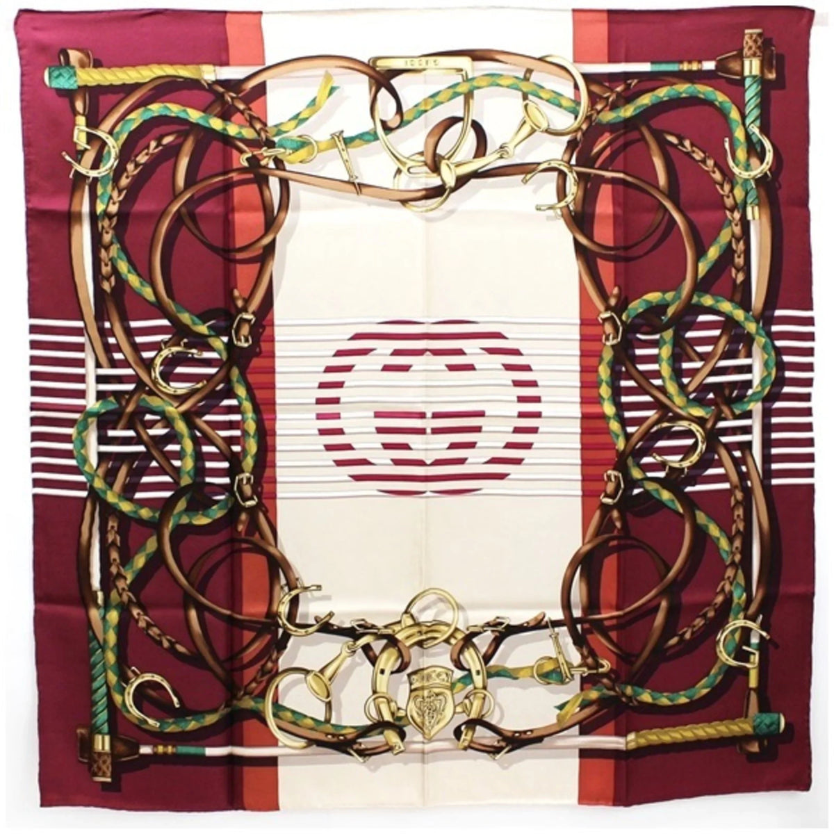 Pre-Owned Gucci Sizeilk Sizecarf Muffler Beige x Bordeaux Interlocking Pattern GUCCI Women's (Good)