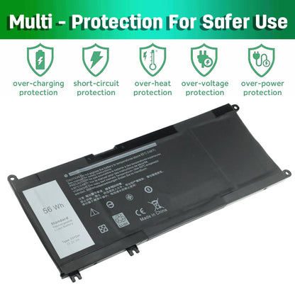 Battery for Dell 33YDH 17 7000 7779 13 7353 17 7778 15 7778 15 7577 P30E 7786 7773 3779 G5 / 7588 3579 5587 G7 / G3 Latitude 13 3380 14 3490 - High Performance 15.2V/56Wh
