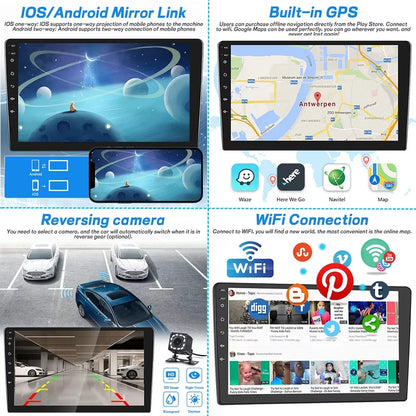 Podofo 2+32G for Honda Civic 2006-2011 Mirror Link 10.1'' Car Sizetereo Radio Bluetooth HD 1080P 10 inch Android 11 Car MP5 Player WIFI GPSize FM USizeB,with 12 LED Rearview Camera