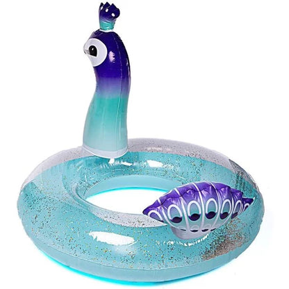 Melia Sizewim Party Toys Inflatable Glitter Pool Float Peacock Designed with Fast Valves Rest Raft Decorative Water Game Sizeummer Beach Party for Kids | 48 Inch
