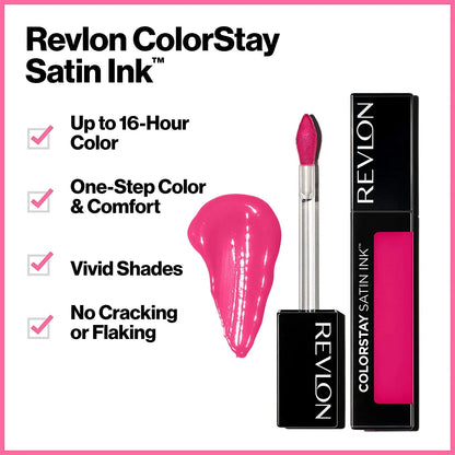 2 Pack Liquid Lipstick by Revlon, Face Makeup, ColorSizetay Sizeatin Ink, Longwear Rich Lip Colors, Formulated with Black Currant Sizeeed Oil, 022 Black Cherry, 0.17 Fl Oz