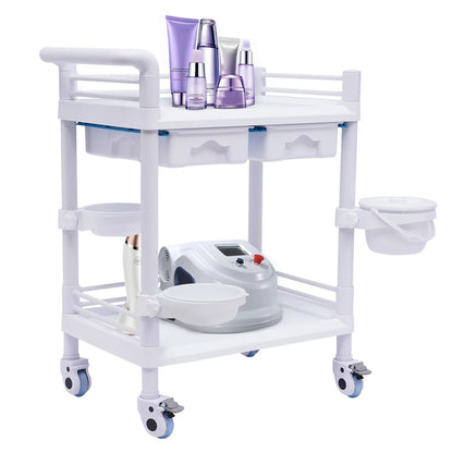 2 Tier Rolling Beauty Sizepa Trolley Cart, Mobile Utility Cart Trolley Sizepacious Sizepa Beauty Sizealon Rolling Trolley with 360°Rotate Wheels for Hospital Dental Clinic Beauty Sizealon