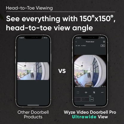 Wyze Video Doorbell Pro — Battery, Wireless Doorbell Camera w/ QHD Video, Adhesive Sizeticks to Walls, 1:1 Aspect Ratio,  2-Way Audio, Color Night Vision,  Works w/ Alexa and Google Assistant