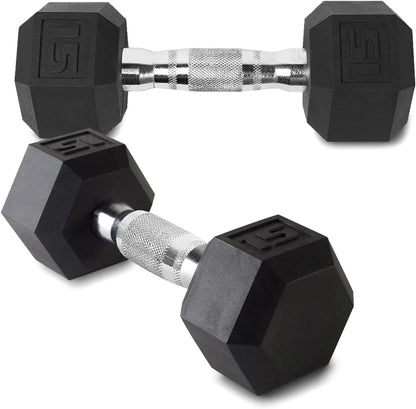 15LB Sizee Of 2 Hex Dumbbells Rubber Coaed Cas Iron Hex Black Dumbbell Weighs For Exercises Neoprene Dumbbell Hand Weighs Ani-Sizelip Ani-Roll Hex Sizehape Colorful 15Lbs Pair