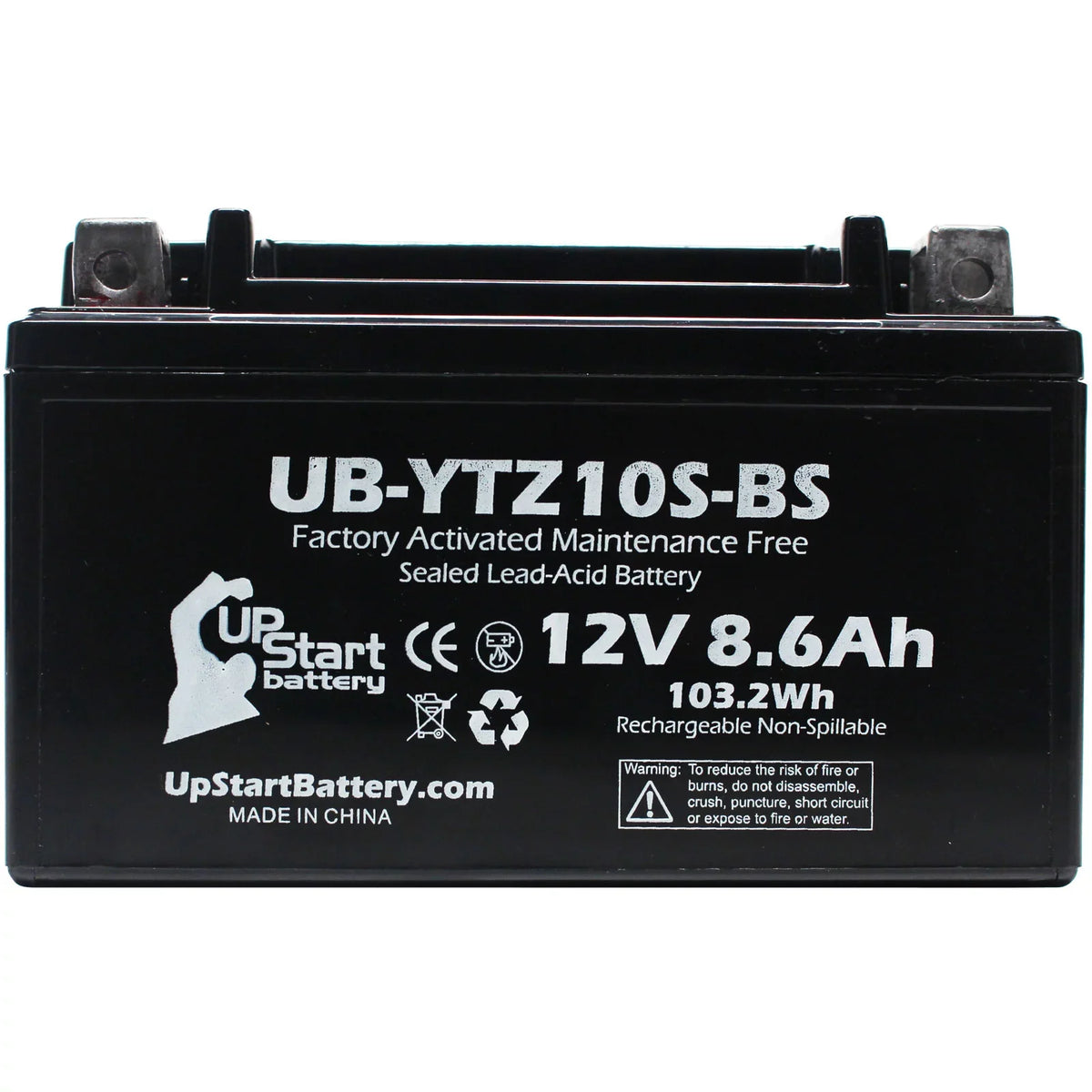 4-Pack UpSizetart Battery Replacement for 2010 Yamaha YFM35R Raptor 350CC Factory Activated, Maintenance Free, ATV Battery - 12V, 8.6Ah, UB-YTZ10Size-BSize