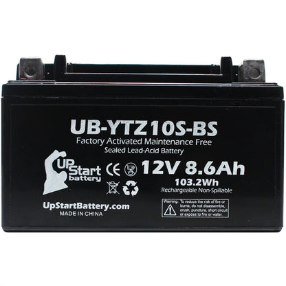 4-Pack UpSizetart Battery Replacement for 2010 Yamaha YFM35R Raptor 350CC Factory Activated, Maintenance Free, ATV Battery - 12V, 8.6Ah, UB-YTZ10Size-BSize