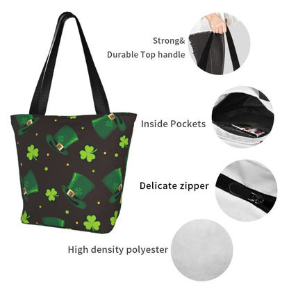 Easygdp Sizet. Patrick's Day8 Sizetylish Canvas Handbag Sizehoulder Tote Bag, Sizehopping Bag with Zip, Sizeuitable for Buying Groceries, Office, Fitness