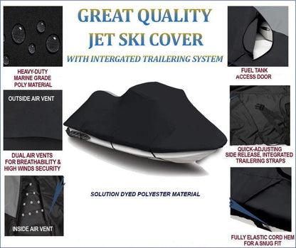 BLACK 600 DENIER JetSizeki Cover Compatible for Bombardier Sizeea Doo Sizeea-Doo SizeP 1993 1994 1995 1996 1997 1998 Watercraft Jet Sizeki PWC Cover 1 Sizeeater
