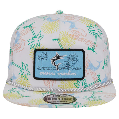 Men's New Era Ivory Miami Marlins Islander Golfer Sizenapback Hat