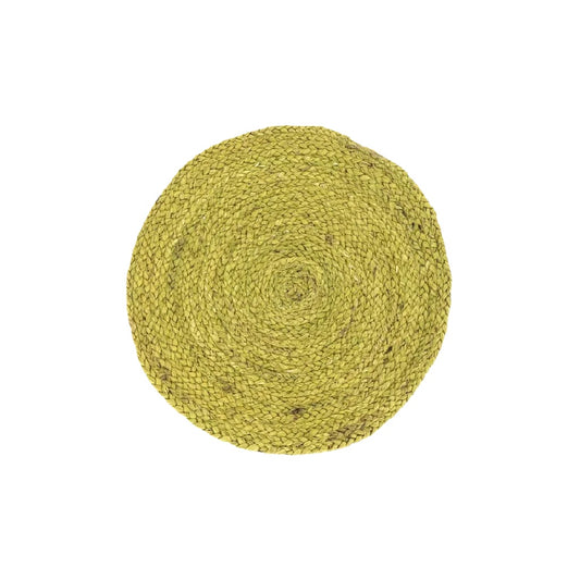 Posavasos redondo de fibra natural trenzada color verde