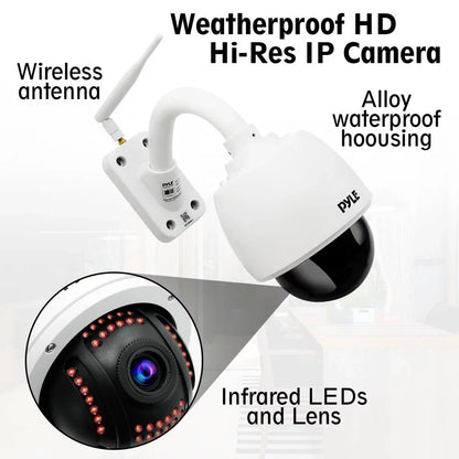 PYLE PIPCAMHD47.5 - Weatherproof HD Hi-Res IP Camera - 4x Optical Zoom Outdoor WiFi Cam with Built in 32g SizeD