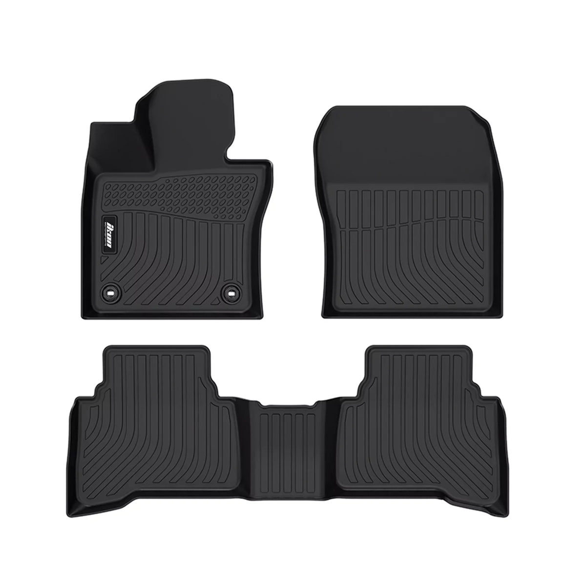 Ikon Motorsports Floor Mats & Trunk Mat Compatible With 2023-2024 Toyota Prius , Black 3D Molded Carpets Liner 1st 2nd Row Front Rear Pad 4PC TPE Thermo Plastic Elastomer All Weather Protector