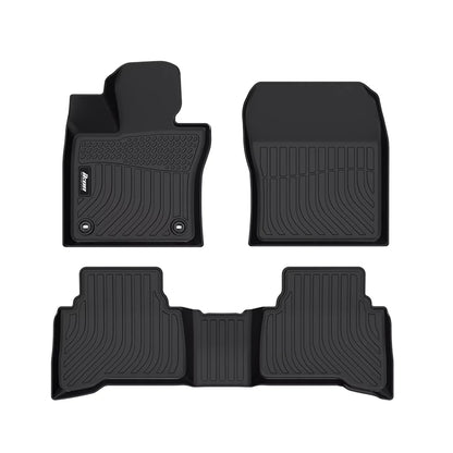 Ikon Motorsports Floor Mats & Trunk Mat Compatible With 2023-2024 Toyota Prius , Black 3D Molded Carpets Liner 1st 2nd Row Front Rear Pad 4PC TPE Thermo Plastic Elastomer All Weather Protector