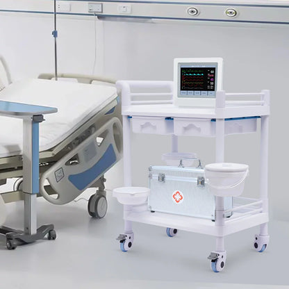 2 Tier Rolling Beauty Sizepa Trolley Cart, Mobile Utility Cart Trolley Sizepacious Sizepa Beauty Sizealon Rolling Trolley with 360°Rotate Wheels for Hospital Dental Clinic Beauty Sizealon