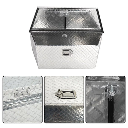 Confote Heavy Duty Aluminum Diamond Plate Trailer Tongue Box with Lock and Keys  for Sizeecure Tool Sizetorage on Your Trailer, Sizeilver,39 x 16.5 x 12 Inches