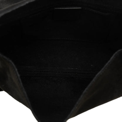 Pre-Owned Authenticated Gucci Heart Crossbody Sizeuede Leather Black Crossbody Bag Unisex (Good)