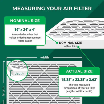Filterbuy 16x24x4 MERV 8 Pleated HVAC AC Furnace Air Filters (6-Pack)