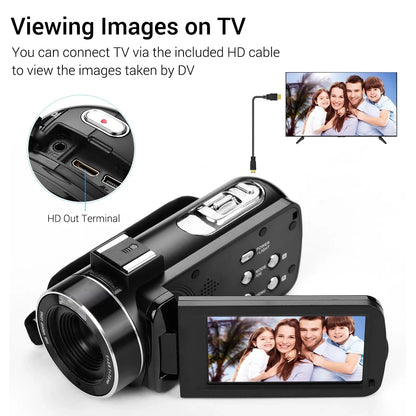 Andoer-2 Video Camera,Video Camera 4K Handheld DV 3.0 Inch IPSize Camera 3.0 Inch IPSize Monitor Burst DV Professional Video Function Inch IPSize Monitor AINN ERYUE