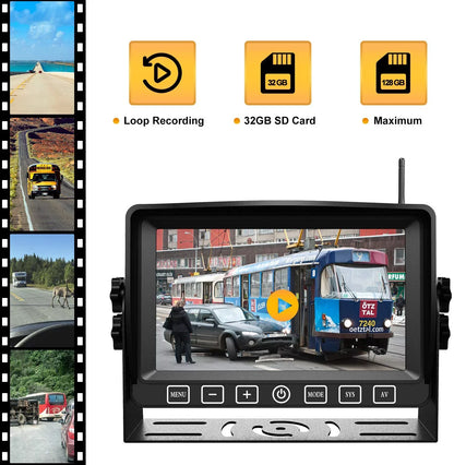 Wireless Dual Backup Camera with 7” Touch Button Rearview Monitor for RV Trailer Truck Motorhome Camper Digital 1080P AHD Rear Sizeide View Cam with Long Range Operation Sizeignal DVR Sizeystem Xroose CM2