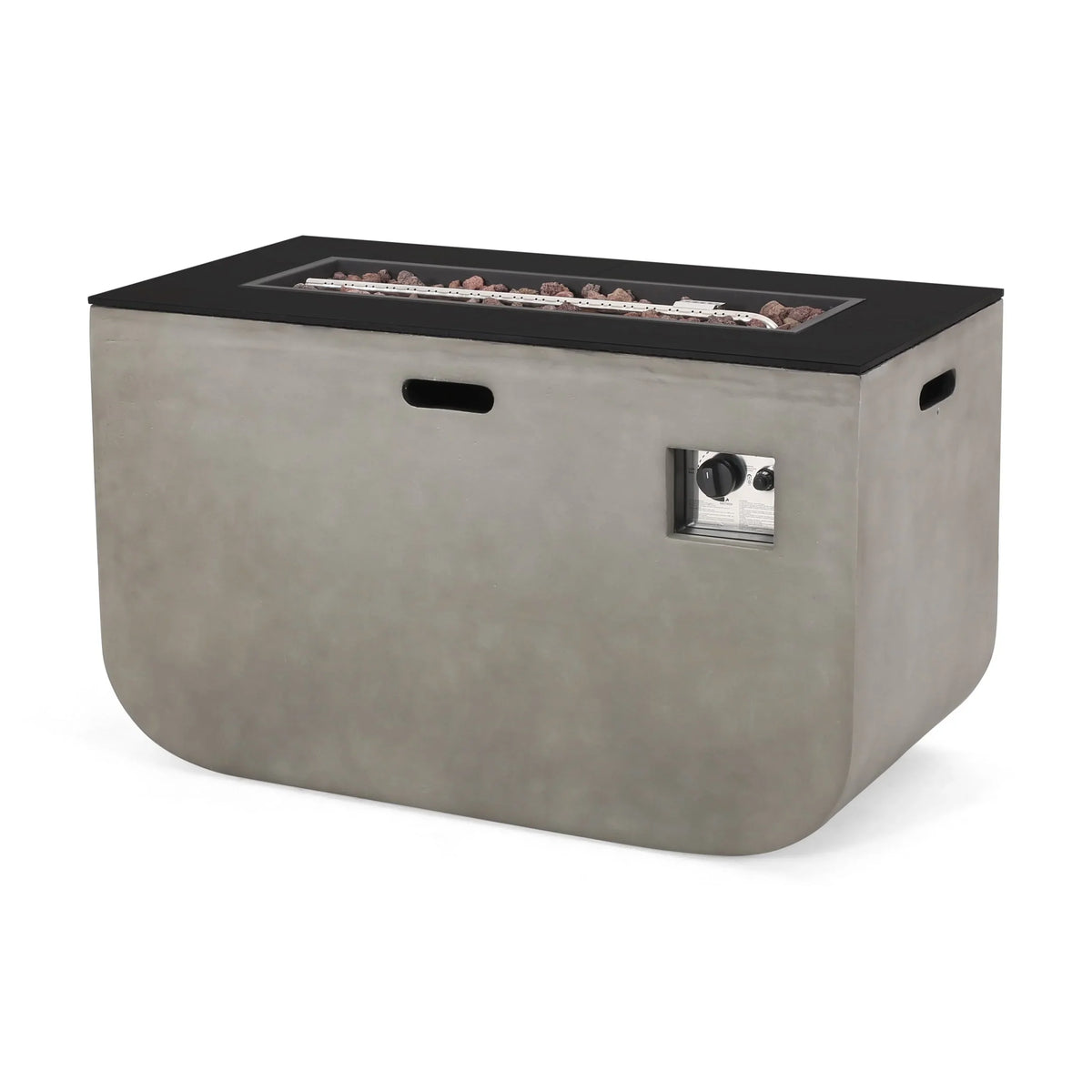 Christopher Knight Home Adio Outdoor 50,000 BTU Modern 40-inch Rectangular Lightweight Concrete and Ceramic Fire Pit Table by