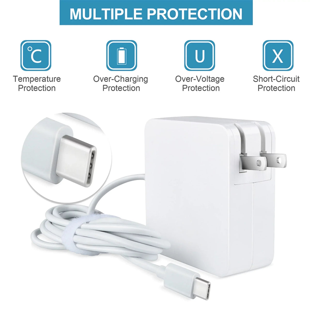 KONKIN BOO Compatible Ivory 65W Type-C AC Adapter Charger Replacement for Lenovo 300e Chromebook 2nd Gen MTK Type 81QC