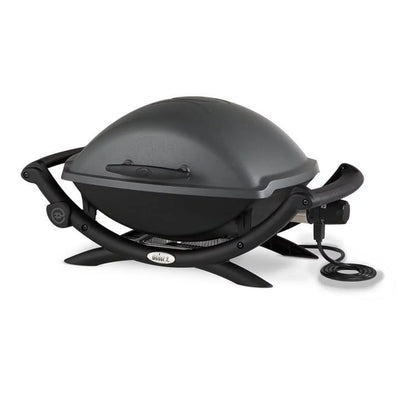 Weber Q 2400 Electric Grill (Black) with Grill Cover and Cart Bundle