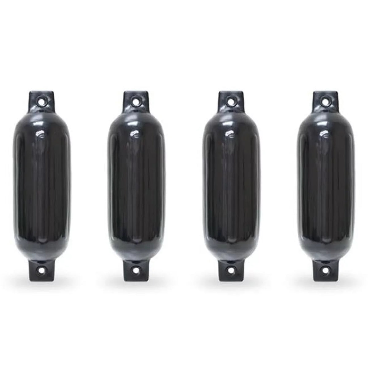 North East Harbor 4516TB 4.5 x 16 in. Twin Eye Ribbed Boat Pontoon Fender, Black - 4 Piece