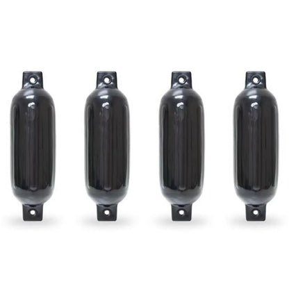 North East Harbor 4516TB 4.5 x 16 in. Twin Eye Ribbed Boat Pontoon Fender, Black - 4 Piece