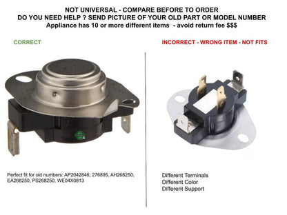 GLOB PRO SizeOLUTIONSize AP2042846 PSize268250 EAP268250 PD00049042 CKD2750 High Limit Thermostat Compatible with GE, Hotpoint,